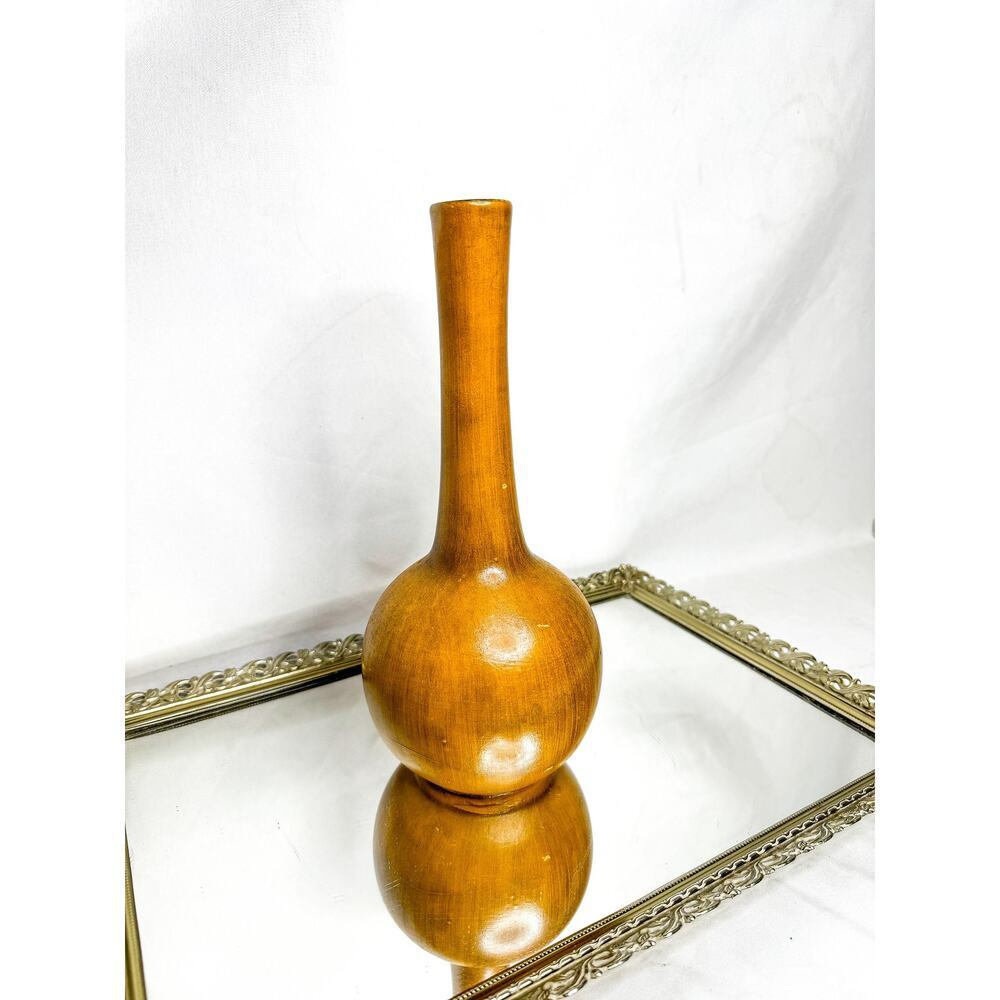 Royal Haggar Vintage 10 inch Orange Ceramic Vase. Faux Wood Look